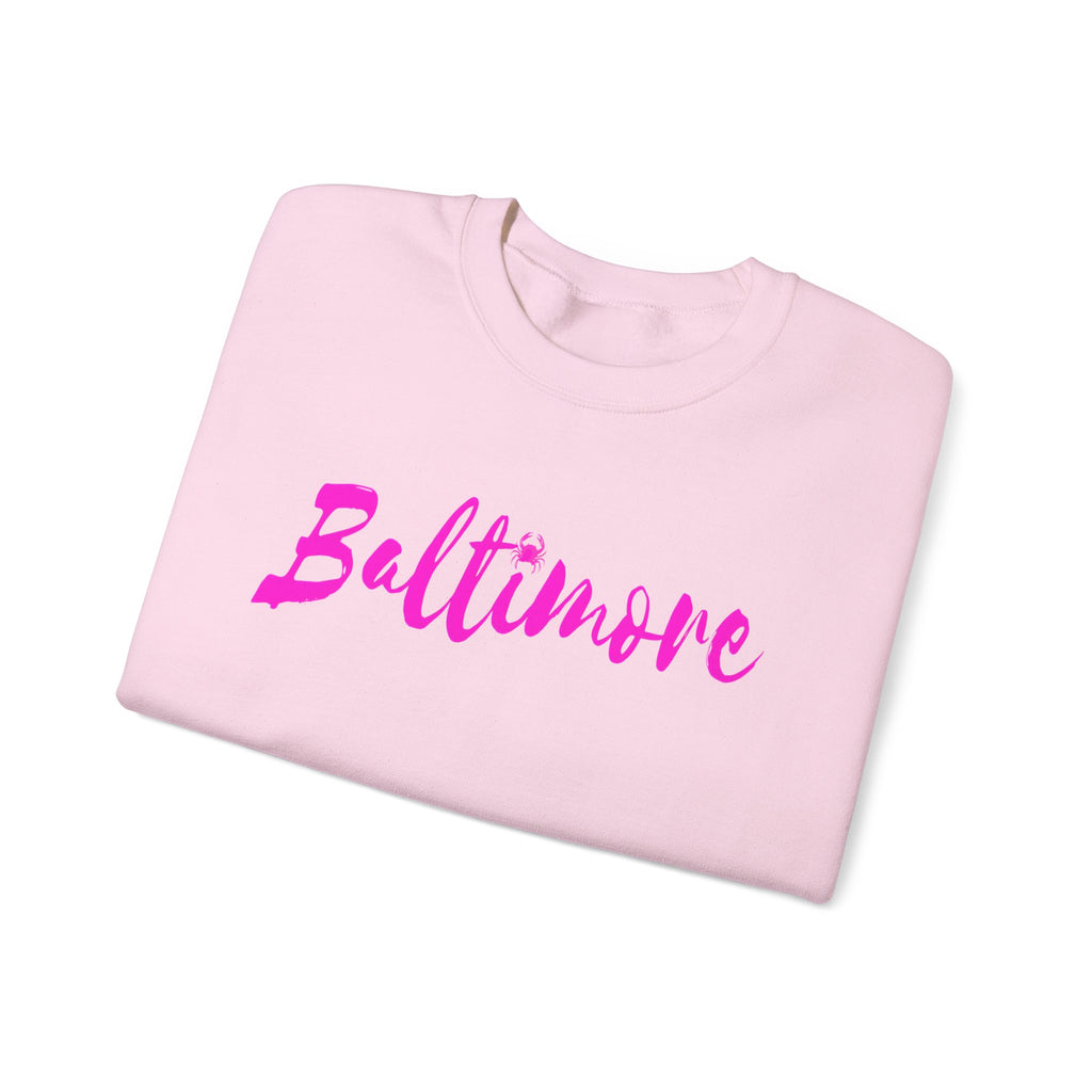 Baltimore Pink Script Crewneck