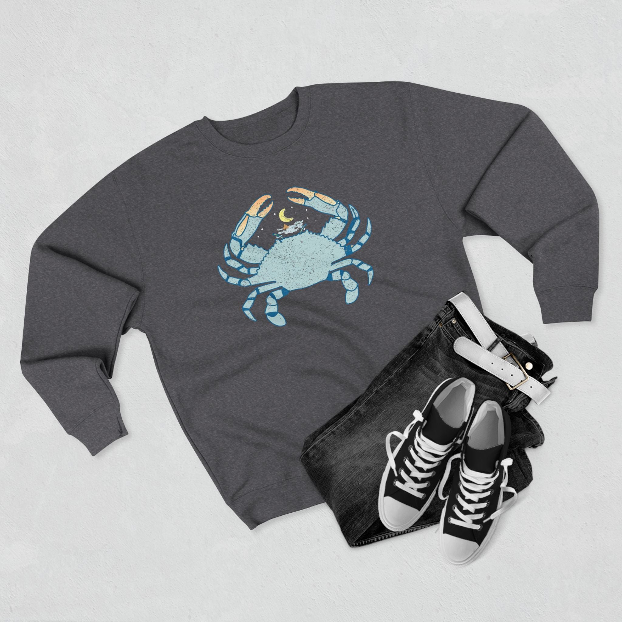 Crab and Coastal Night Crewneck
