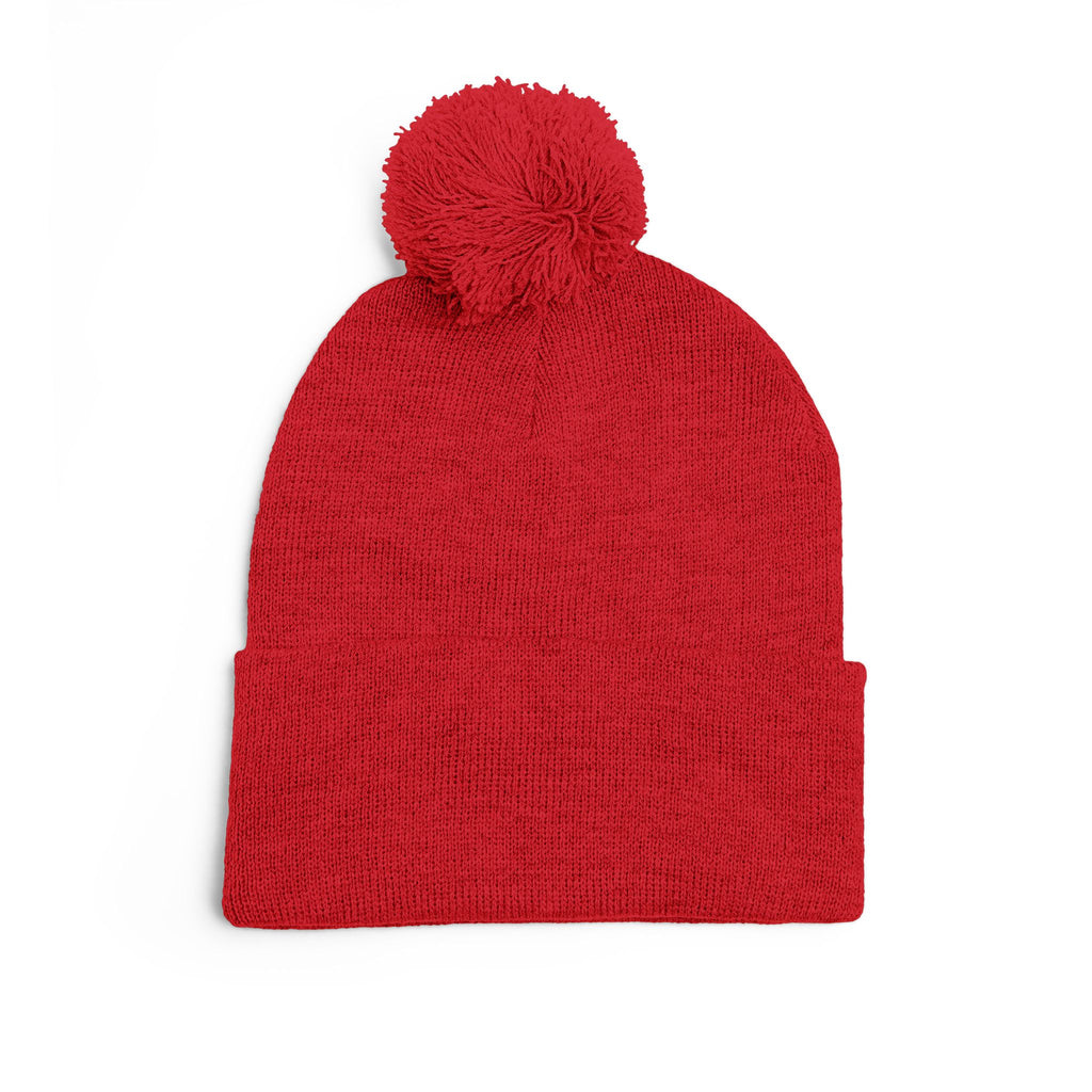Orange + Black Knit MD flag Pom Beanie