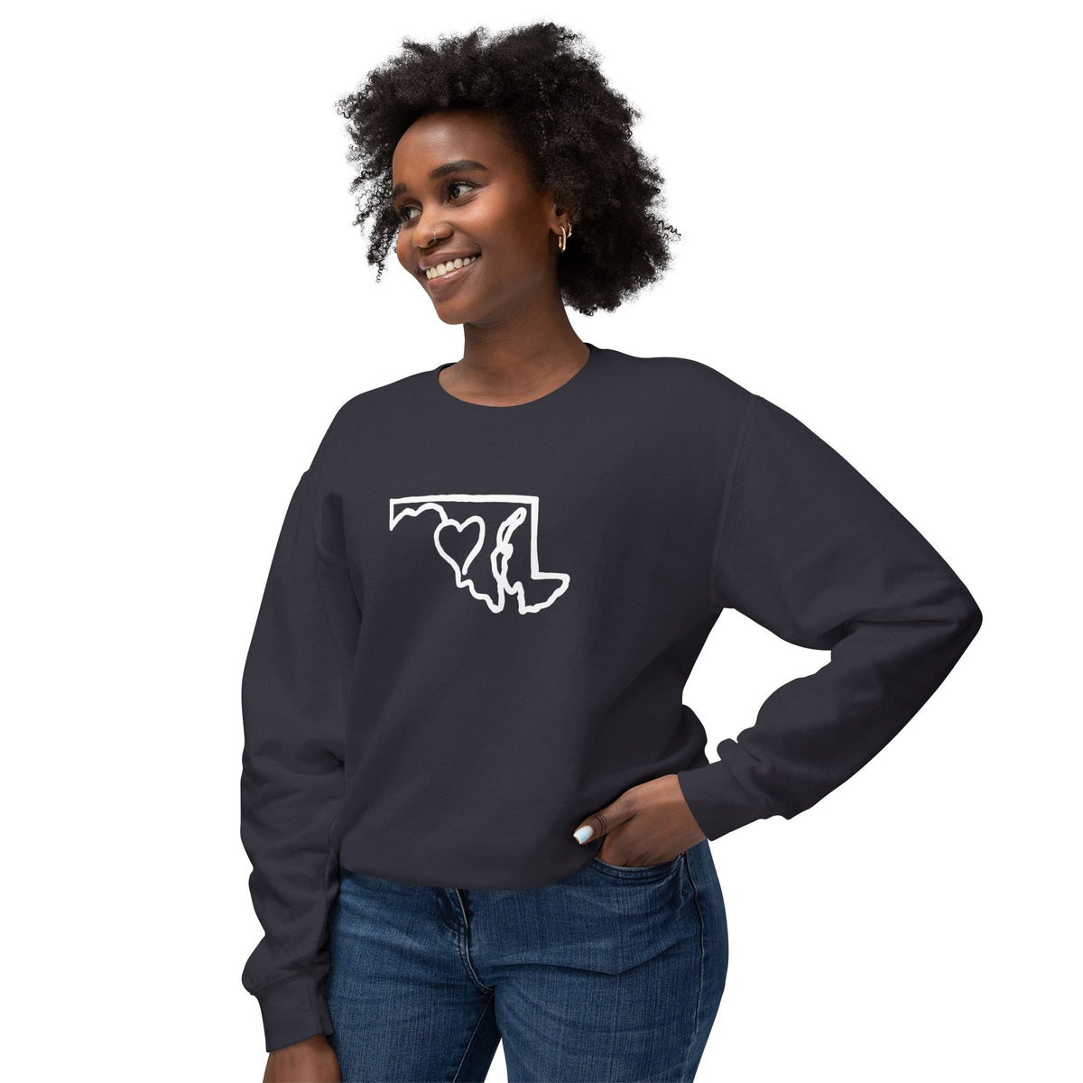 Maryland Outline Crewneck Sweater w/ Black Eyed Susans