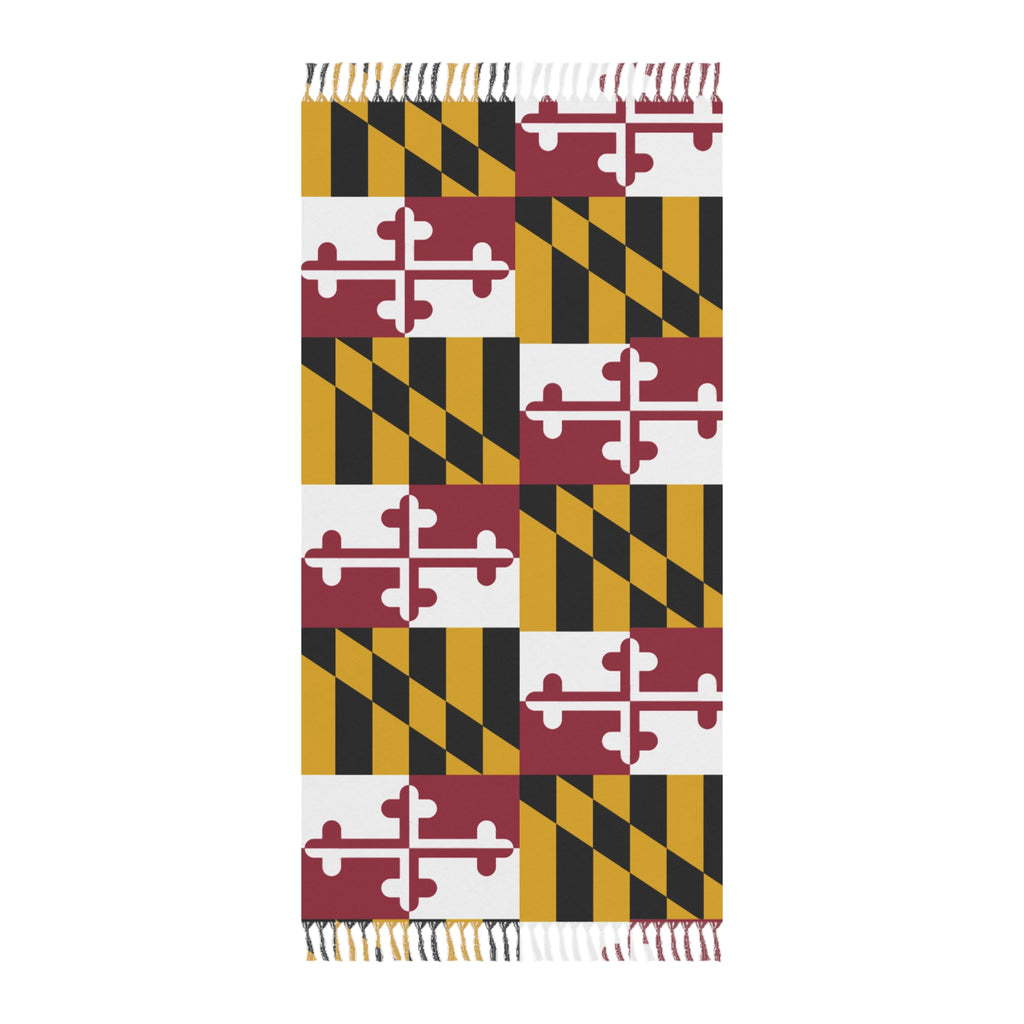 Maryland Flag Beach Throw Towel | Boho Striped Fringe Beach Cloth