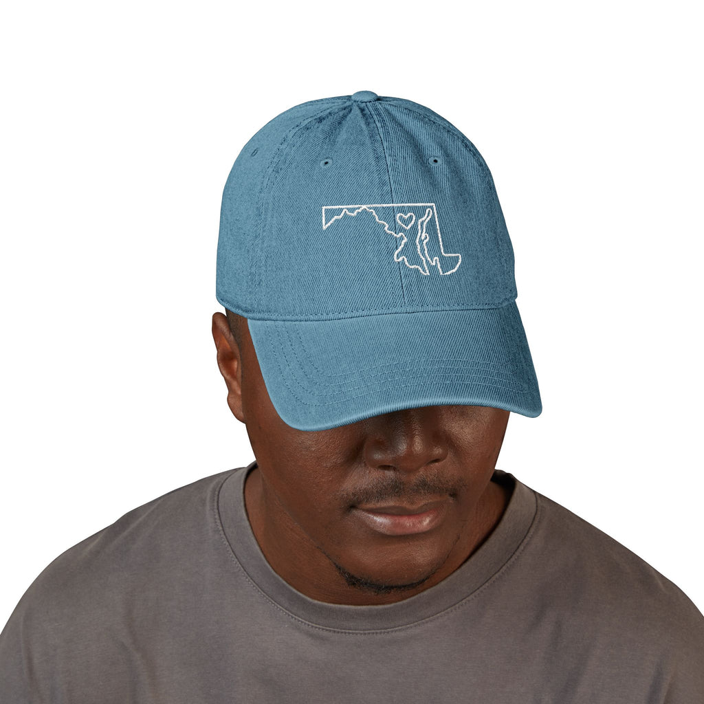Maryland Outline Denim Baseball Cap