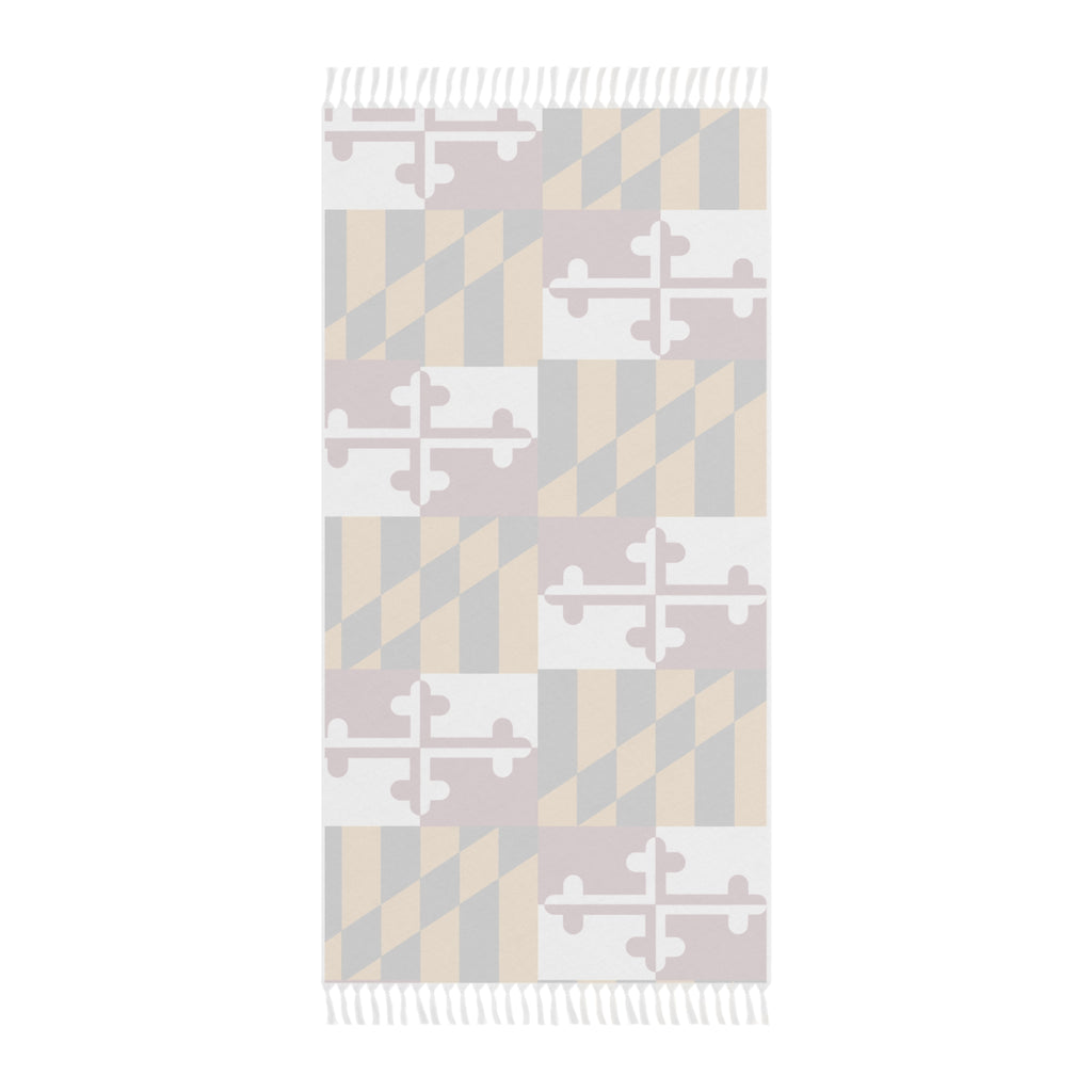 Maryland Flag Beach Throw Towel | Boho Striped Fringe Beach Cloth