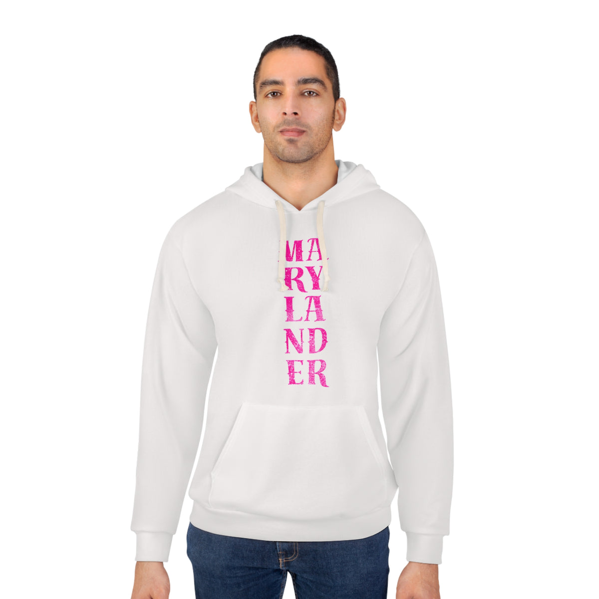 Marylander Vertical Pink Text Hoodie