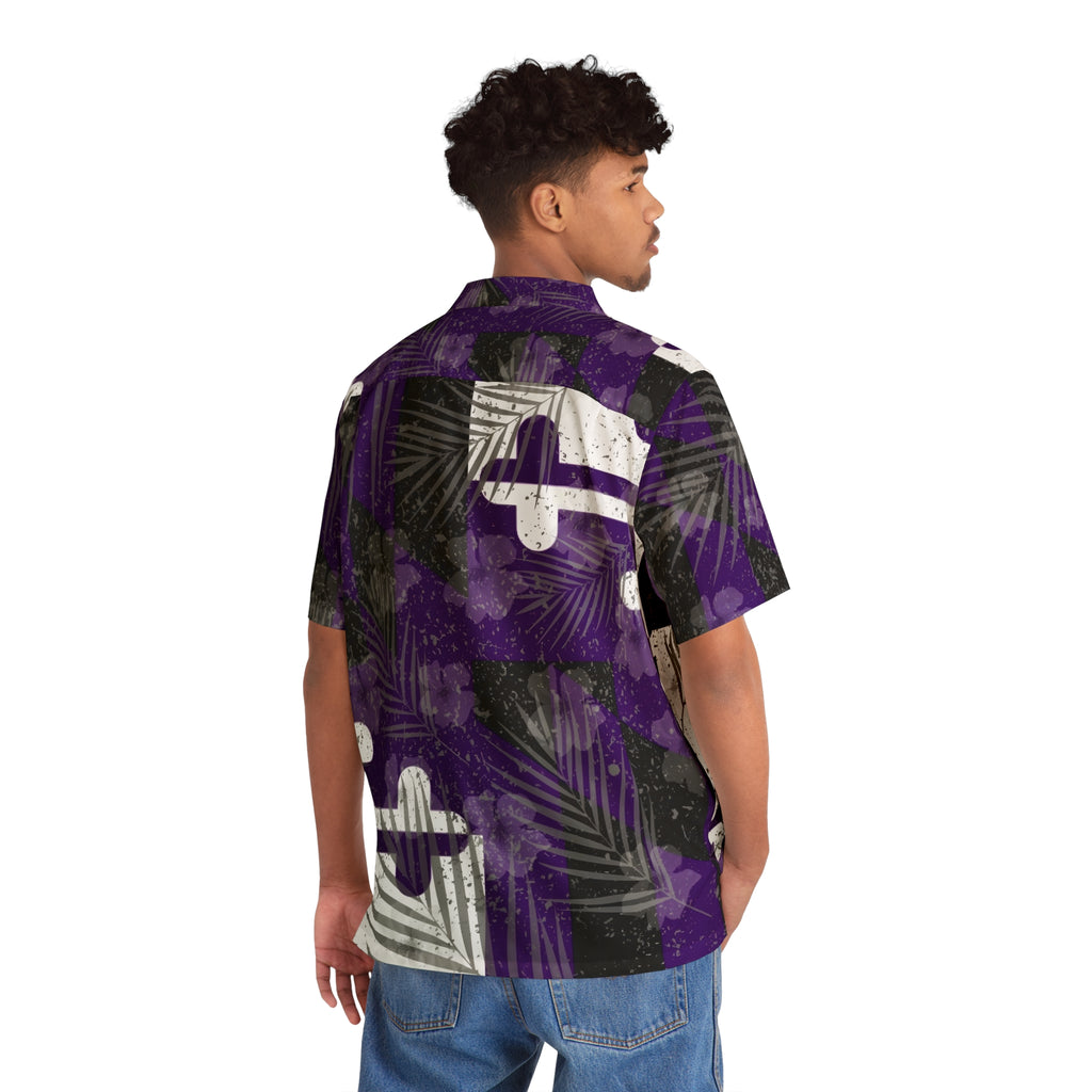 Purple + White + Black Maryland Flag Hawaiian shirt