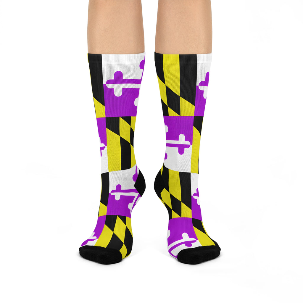 Purple + Gold Remix MD Flag Socks