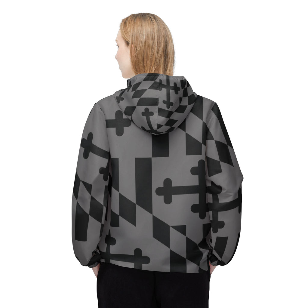 Maryland Flag Gray Pattern Windbreaker Jacket