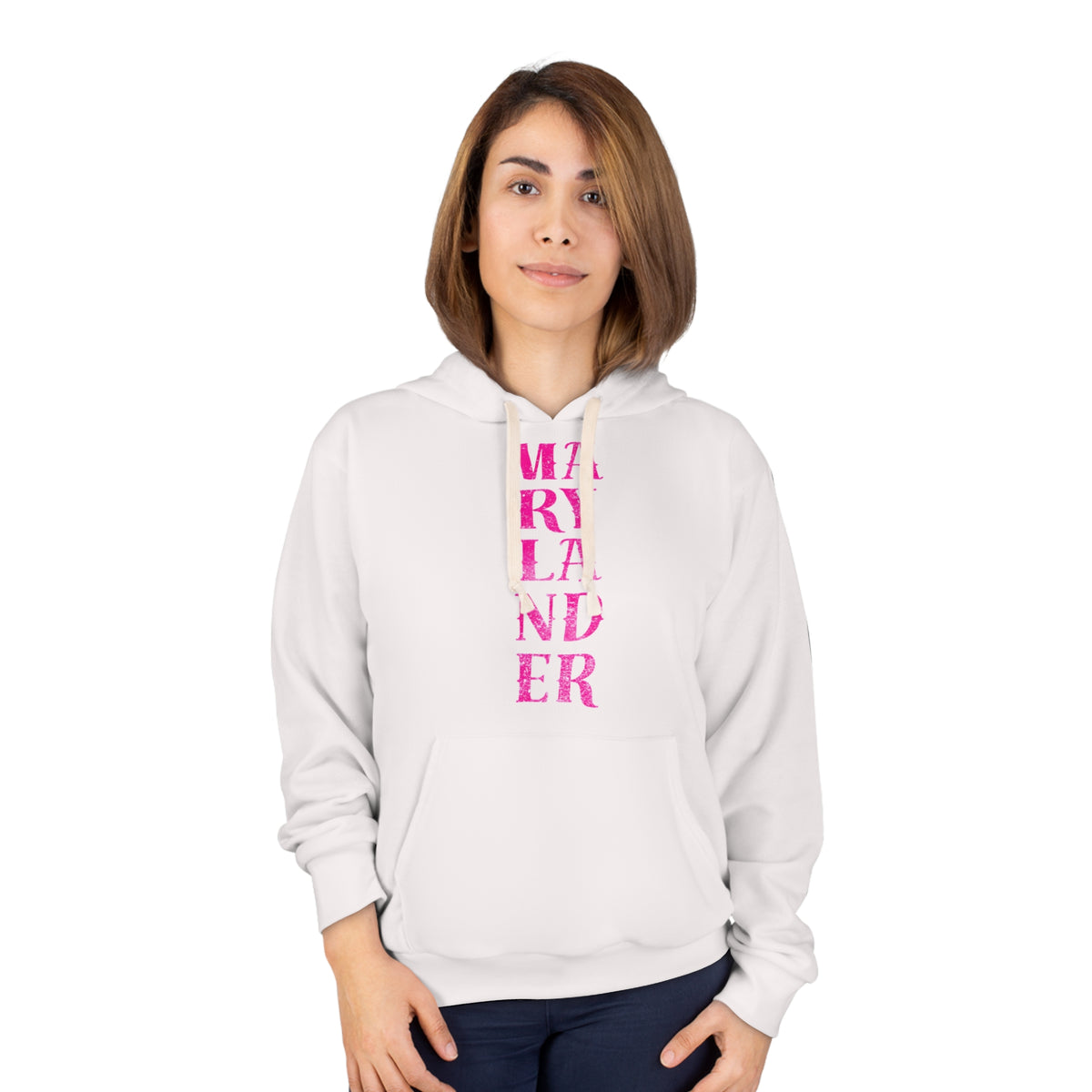 Marylander Vertical Pink Text Hoodie