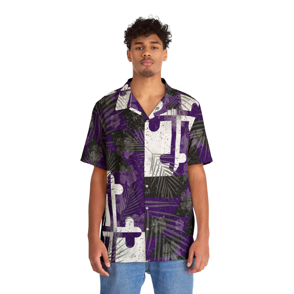 Purple + White + Black Maryland Flag Hawaiian shirt