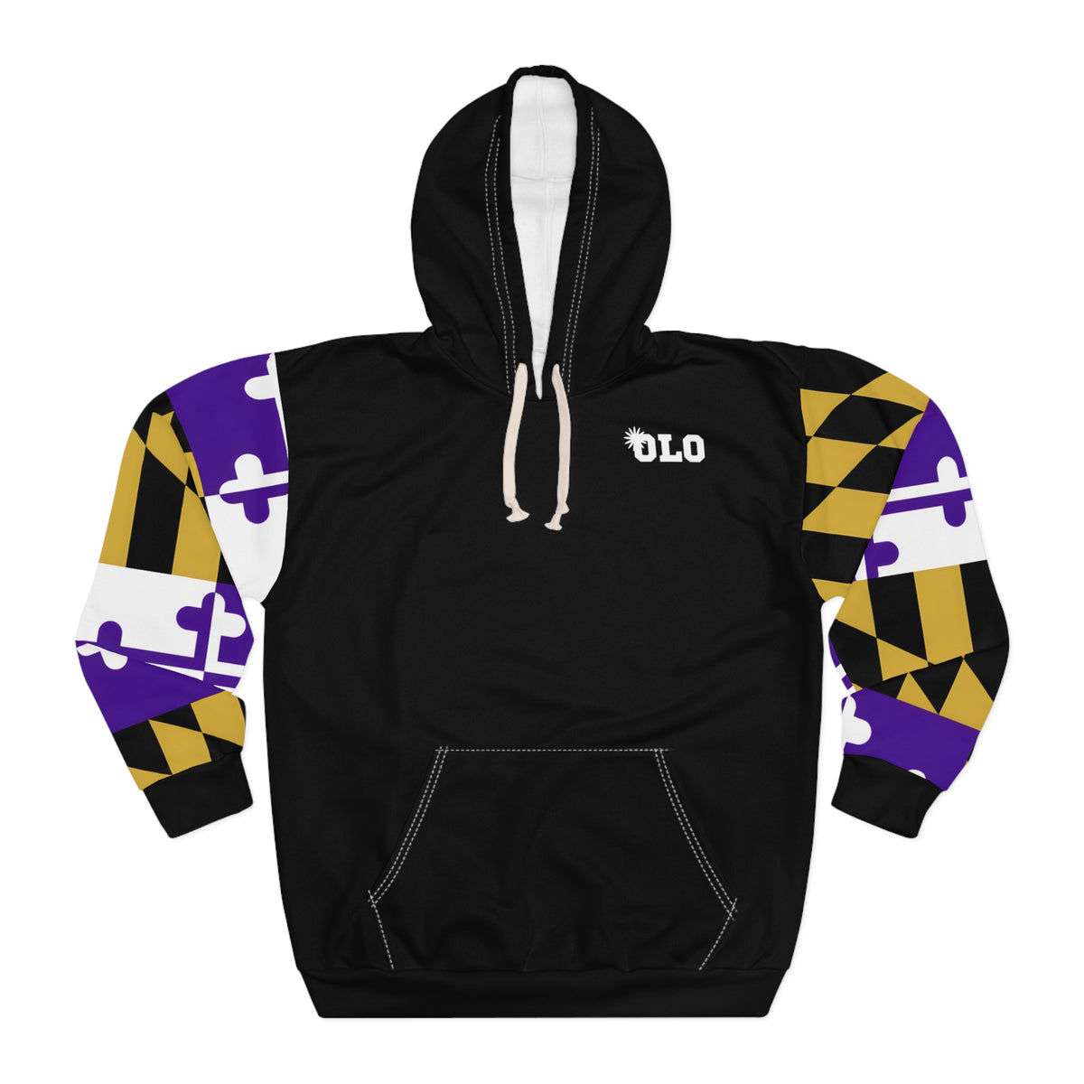 Old Line Outfitters Purple + Gold Maryland Flag side Pattern hoodie