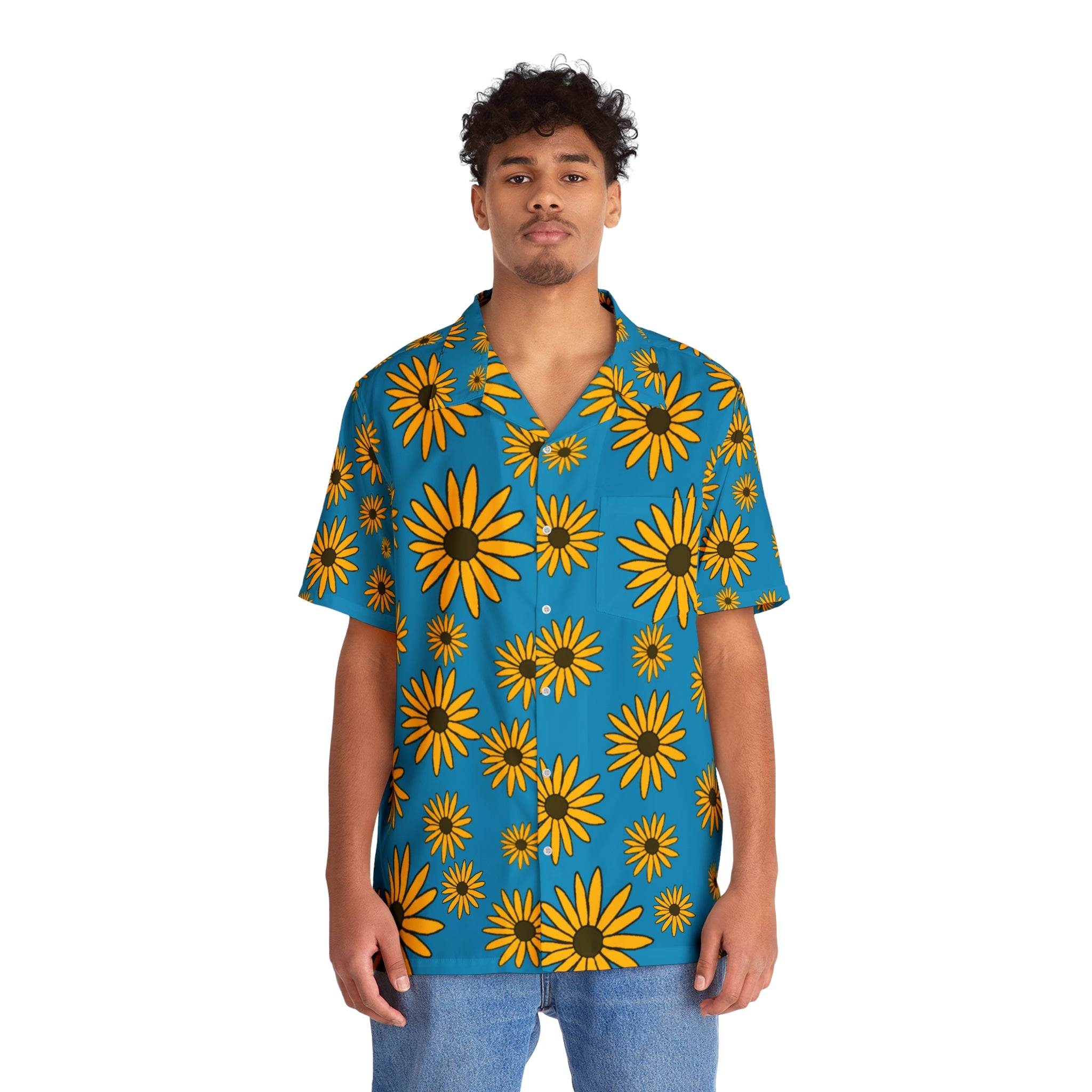 Black Eyed Susan Hawaiian Shirt (blue)