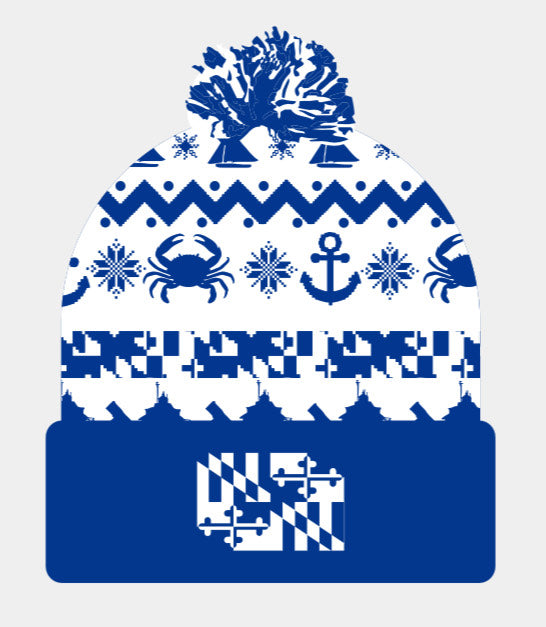 Chesapeake Themed Pom Beanie